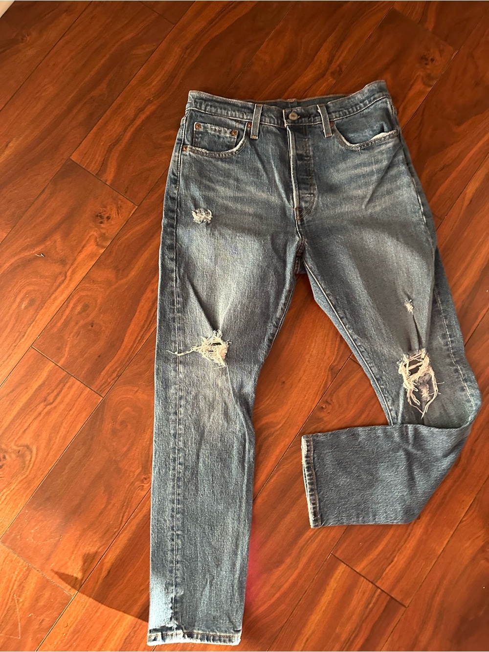 Levi's Distressed Blue Straight-Leg Jeans